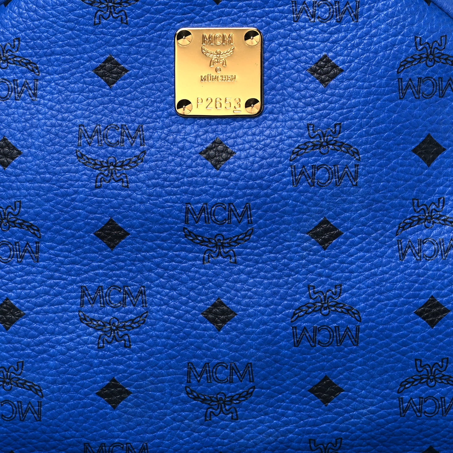 MCM Visetos Studded Medium Stark M Logo Collection Backpack Blue 6 of 12