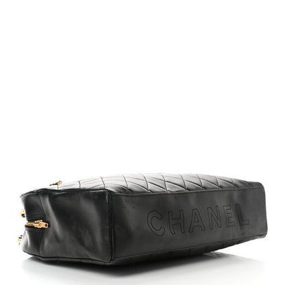 Chanel Lambskin Quilted Logo Bowling Bag Black 4 of 15