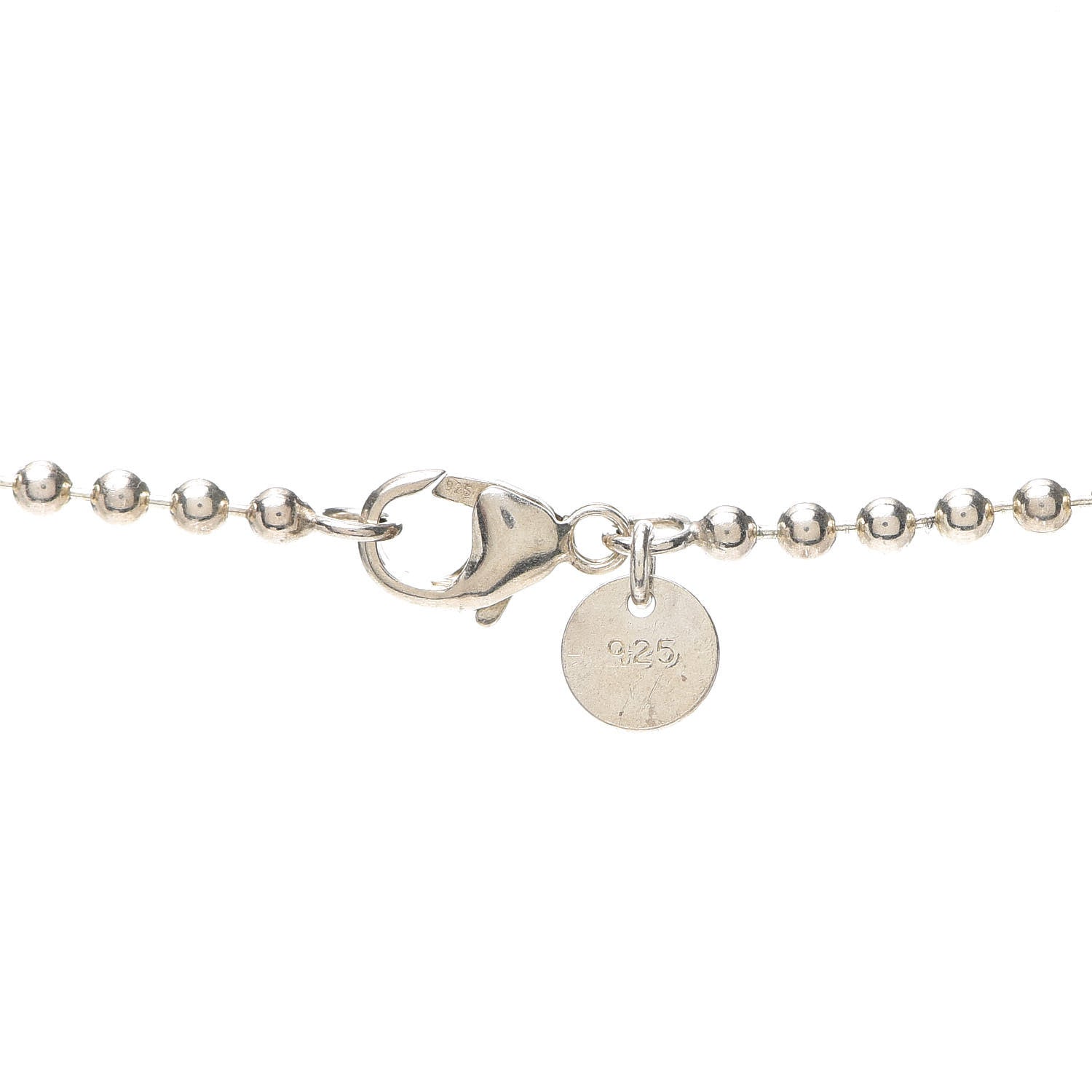 Tiffany Sterling Silver Heart Key Bead Chain Pendant Necklace 4 of 5
