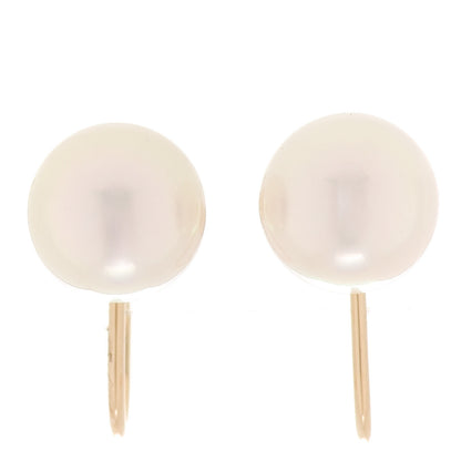 Mikimoto 18K Yellow Gold Akoya Pearl 8-8.5mm Screw Back Earrings 1 of 5