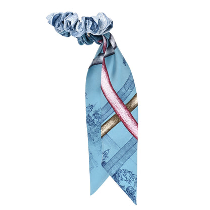 Hermes Silk Twilly Scrunchie Blue 1 of 4