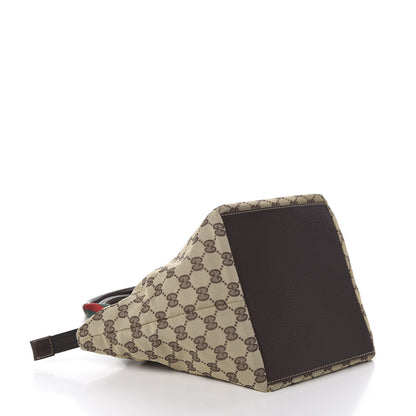 Gucci GG Monogram Small Web Handle Bucket Tote Dark Brown 3 of 9