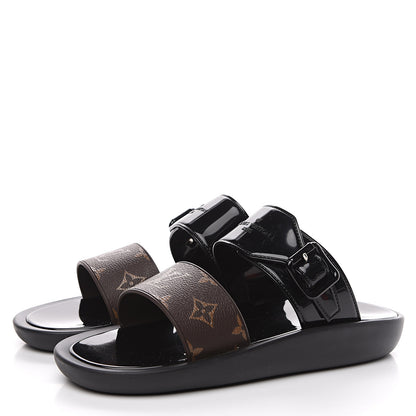 Louis Vuitton Monogram Sunbath Flat Mule Sandals 39 Black 3 of 9