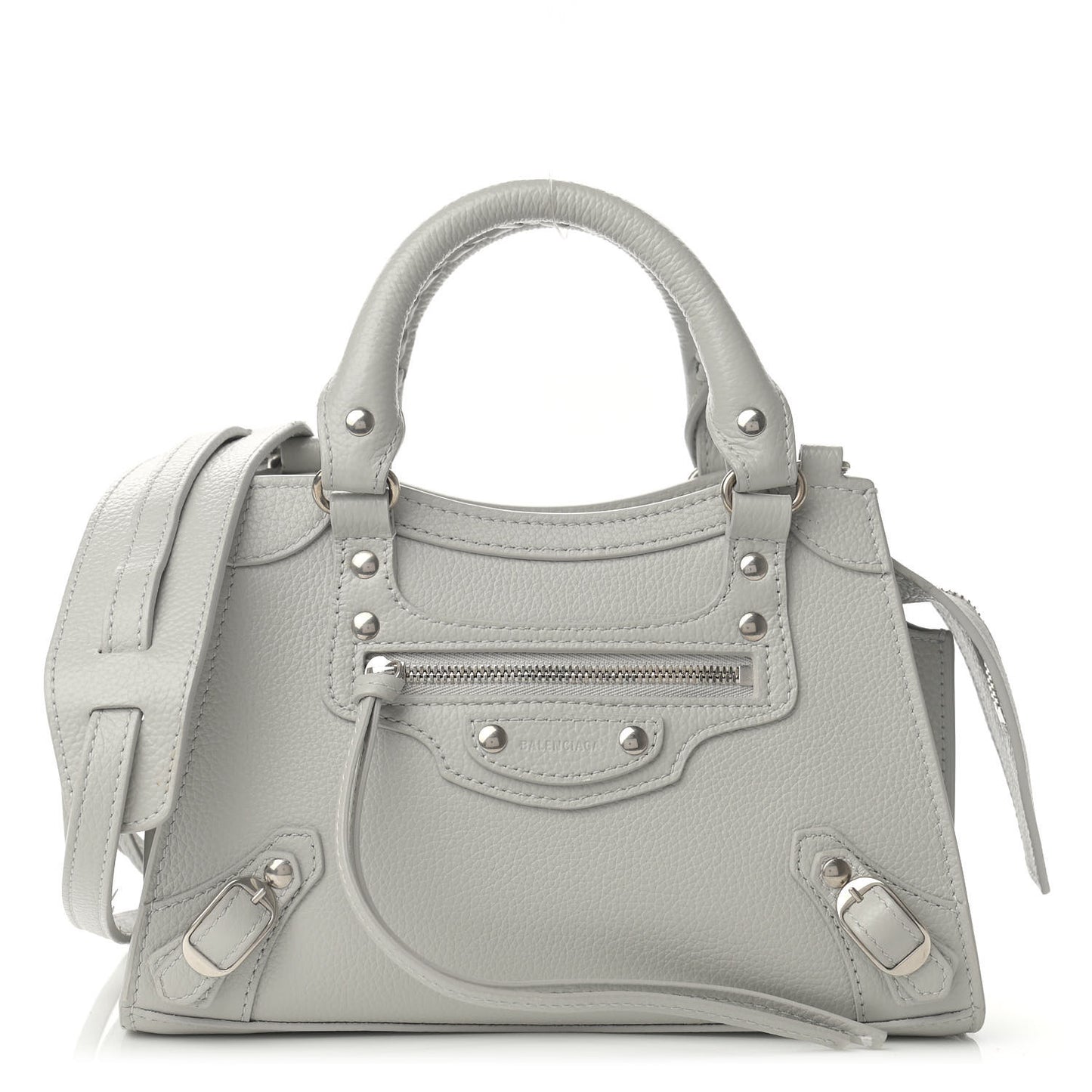Grained Calfskin Neo Classic Silver Hardware Mini City Light Grey