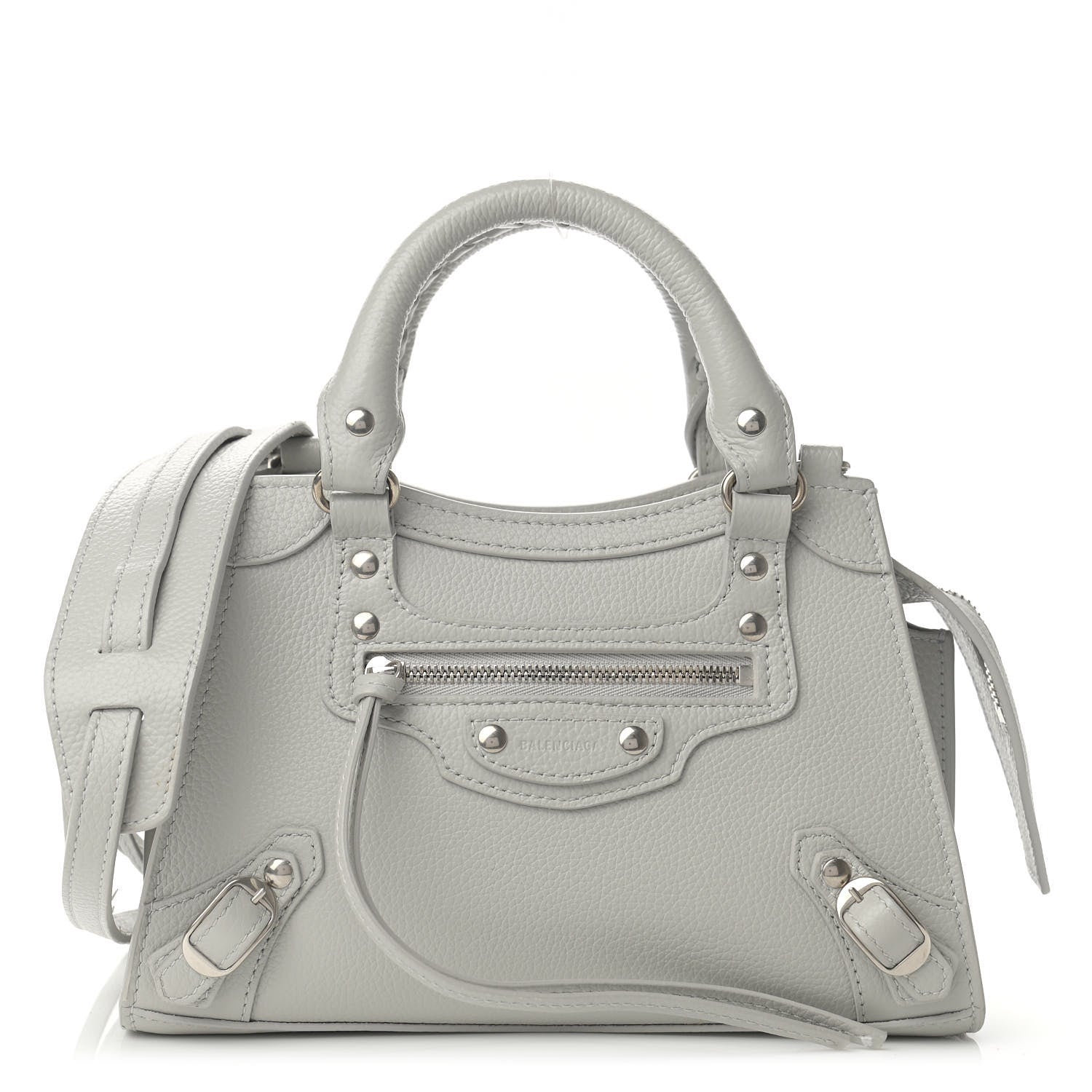 Balenciaga Grained Calfskin Neo Classic Silver Hardware Mini City Light Grey 1 of 11