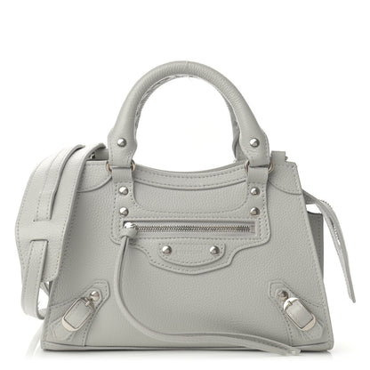 Balenciaga Grained Calfskin Neo Classic Silver Hardware Mini City Light Grey 1 of 11