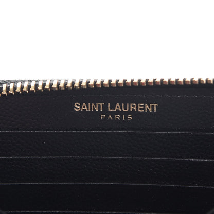 Saint Laurent Grain De Poudre Matelasse Chevron Monogram Phone Wallet Black 6 of 9