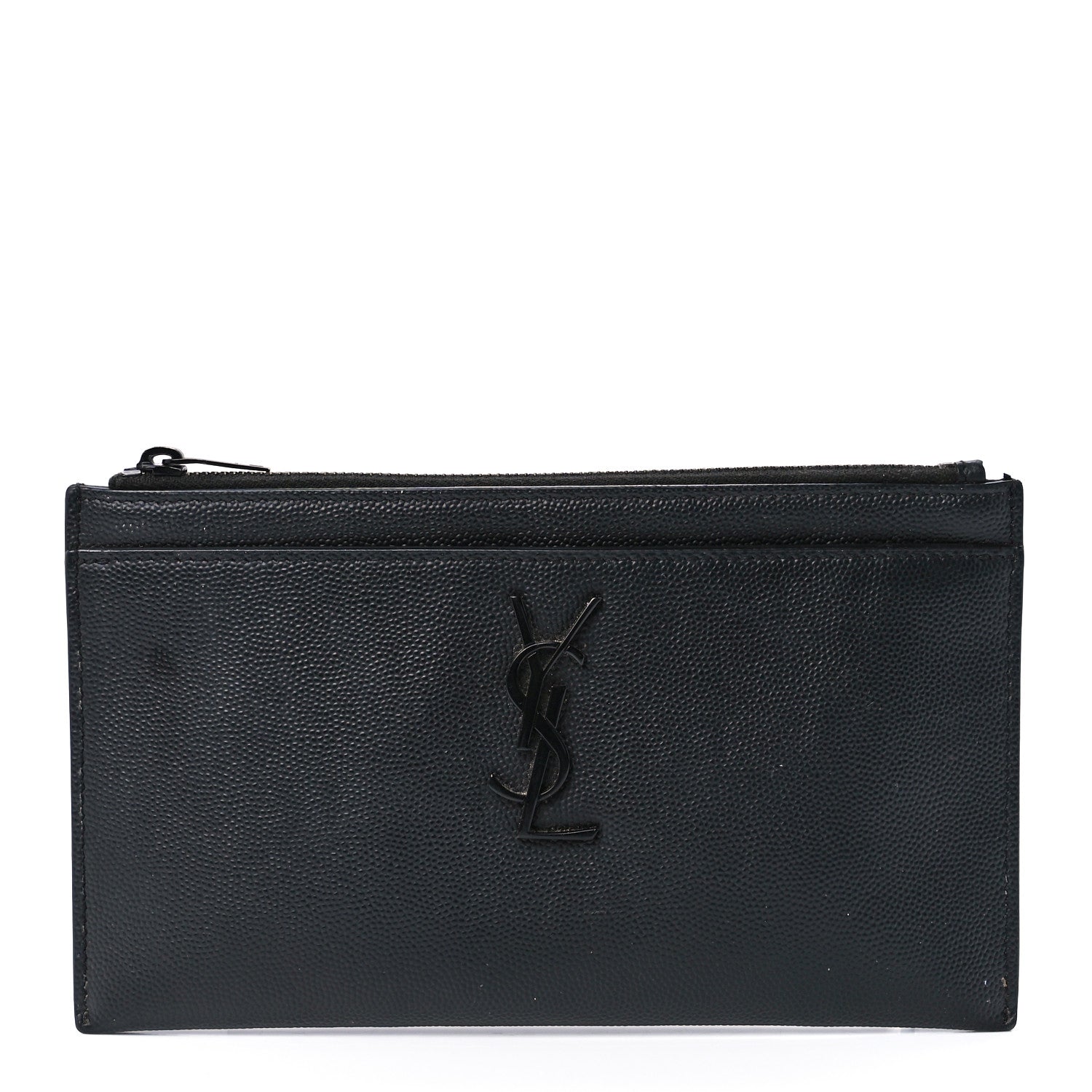 Saint Laurent Grain De Poudre Monogram Bill Pouch Black 1 of 14