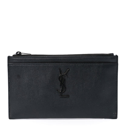 Saint Laurent Grain De Poudre Monogram Bill Pouch Black 1 of 14