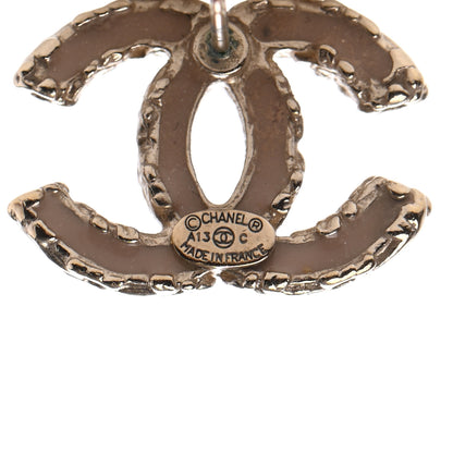 Chanel Crystal Enamel CC Earrings Gold Pink 4 of 4