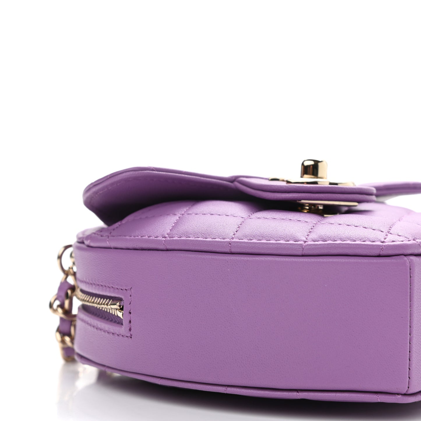 Lambskin Quilted CC In Love Heart Clutch With Chain Purple