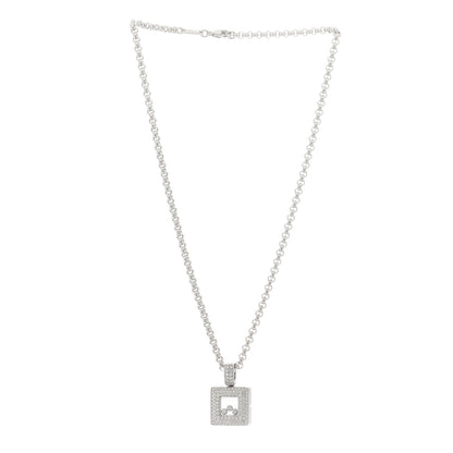 Chopard 18K White Gold Happy Diamonds Pave Square Pendant Necklace 2 of 6