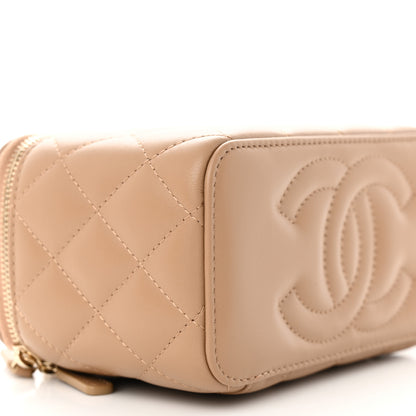 Chanel Lambskin Quilted Pearl Crush Small Vanity Case With Chain Beige 9 of 11