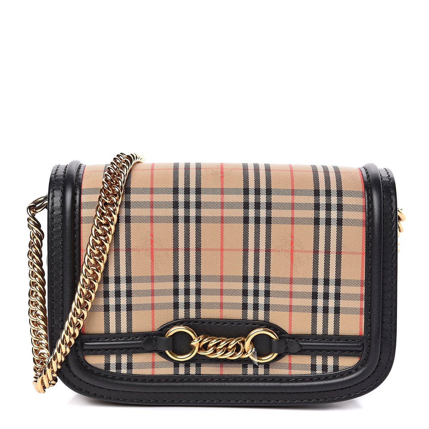 Smooth Calfskin 1983 Knight Check Link Shoulder Bag Black