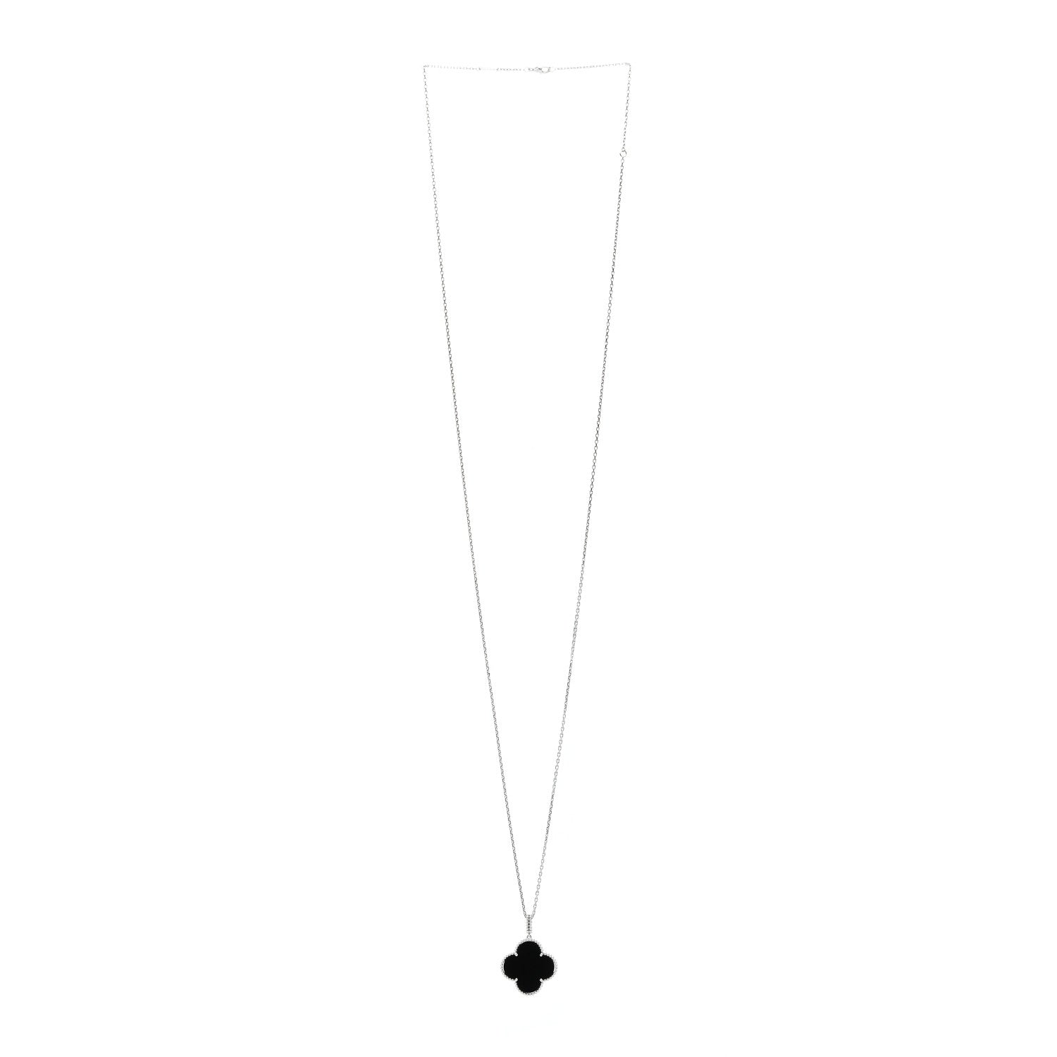 Van Cleef & Arpels 18K White Gold Black Onyx Magic Alhambra Pendant Necklace 3 of 6