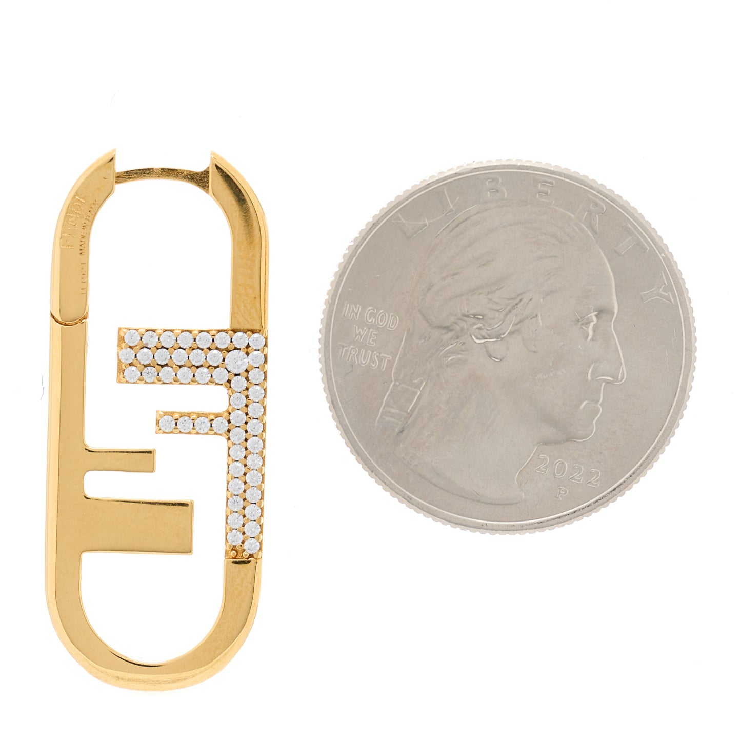 Metal FF O'Lock Crystal Sinlge Earring Gold