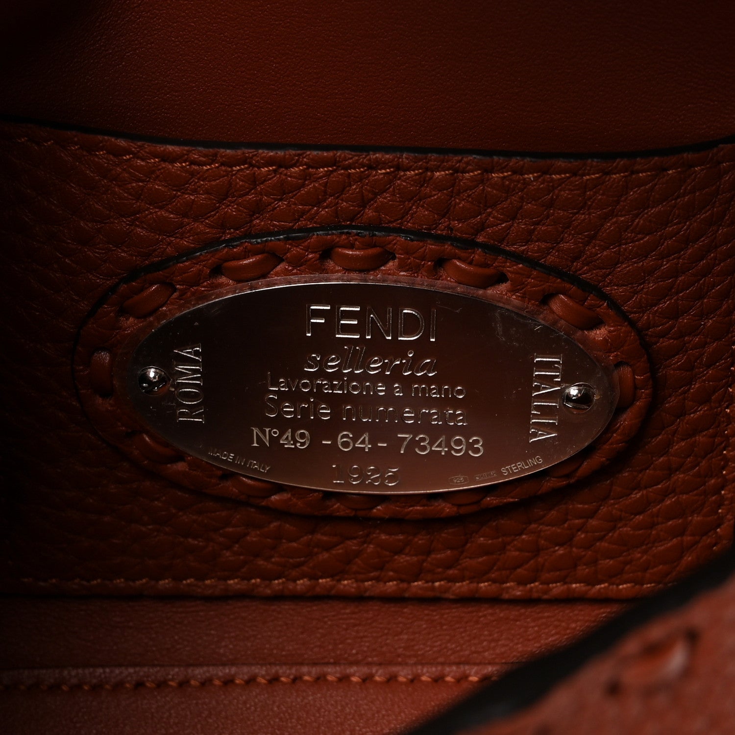 Fendi Cuoio Romano Selleria Macro Stitchings Mini Baguette Sienna 6 of 9