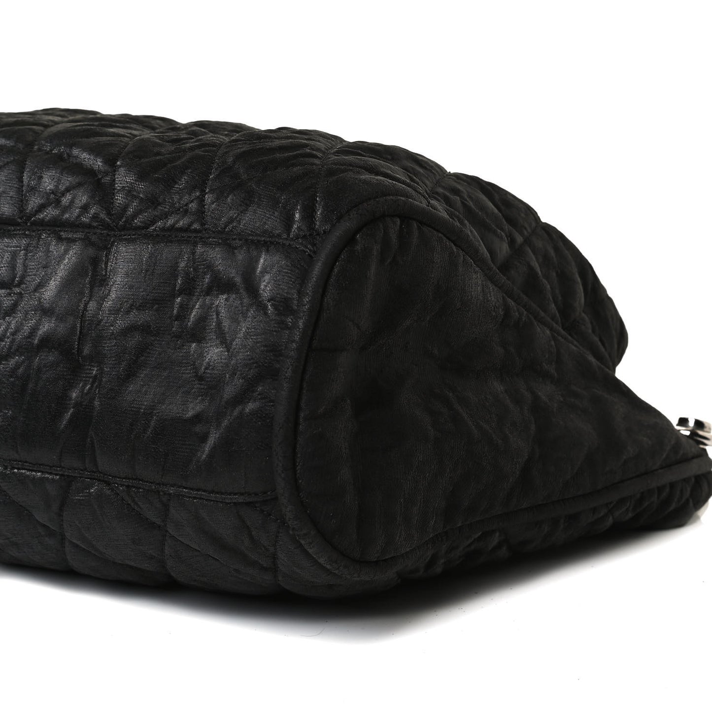 Crinkled Coated Canvas Le Marais Hobo Black