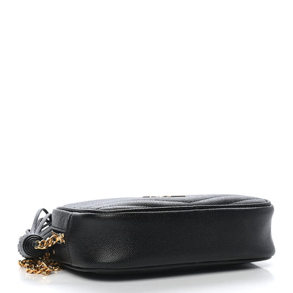 Saint Laurent Grain De Poudre Matelasse Monogram Mini Lou Camera Bag Black 4 of 9