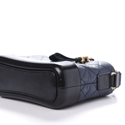 Chanel Aged Calfskin Quilted Small Gabrielle Hobo Navy Black 7 of 11