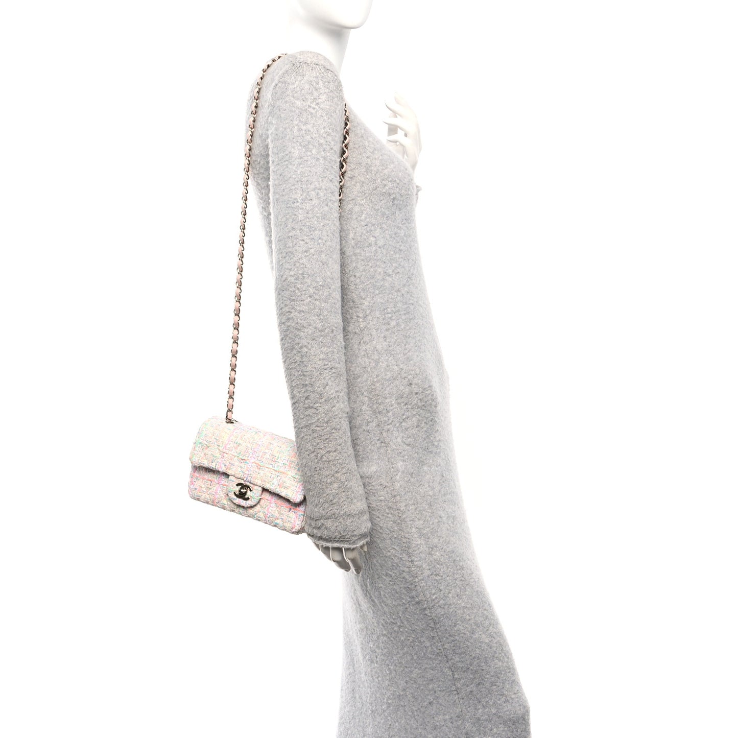 Tweed Quilted Mini Rectangular Flap Pink Green Orange Purple