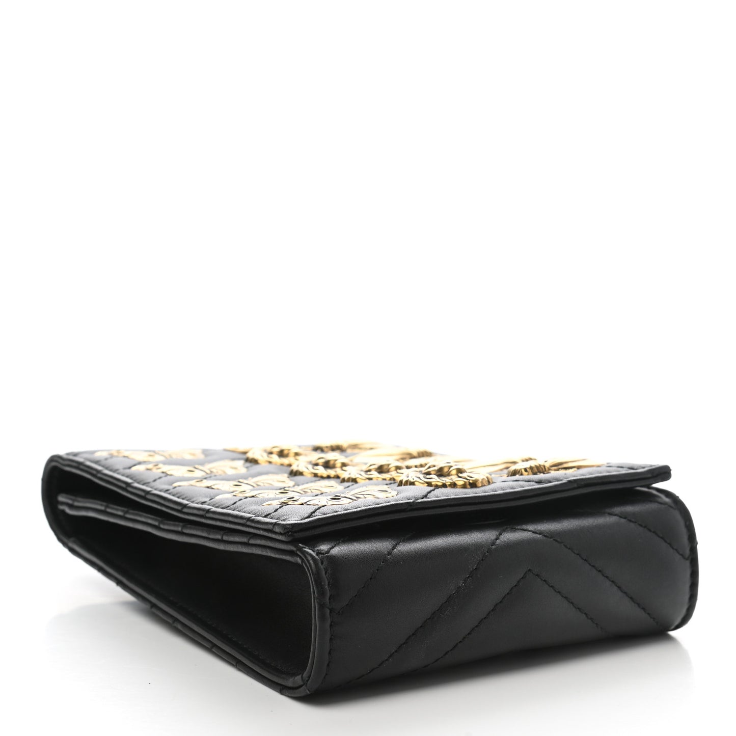Calfskin Matelasse Animal Studs GG Marmont Belt Accessory Black