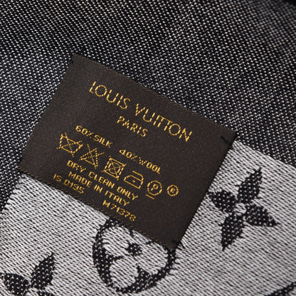 Louis Vuitton Silk Wool Monogram Denim Shawl Black 4 of 4