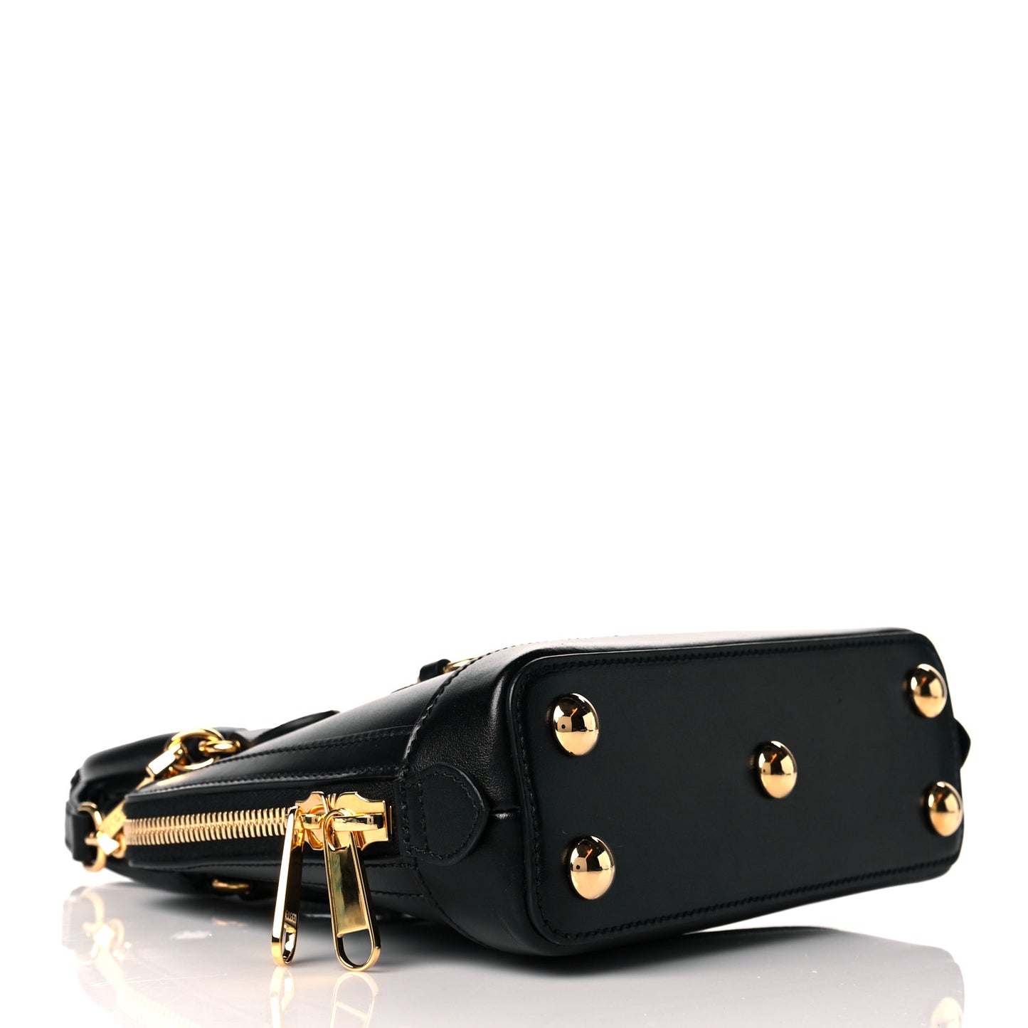 Boarded Plutone Calfskin Mini Horsebit 1955 Top Handle Bag Black