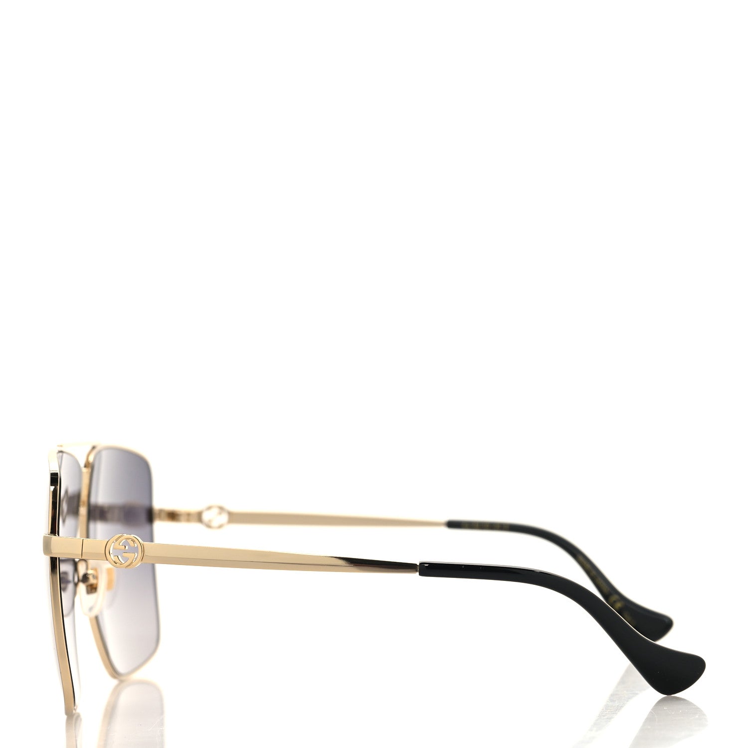 Gucci Metal Navigator Square Sunglasses GG1087S Gold Black 1797387