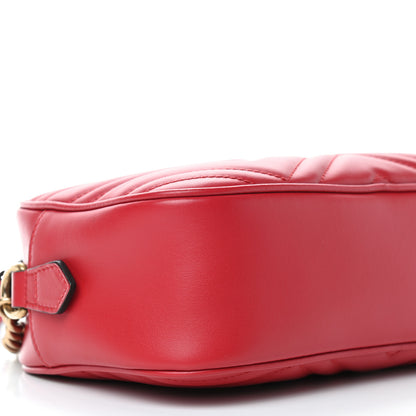 Gucci Calfskin Matelasse Small GG Marmont Chain Shoulder Bag Hibiscus Red 8 of 9