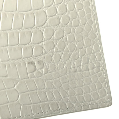 Saint Laurent Calfskin Crocodile Embossed Monogram Uptown Baby Pouch Perle 7 of 8