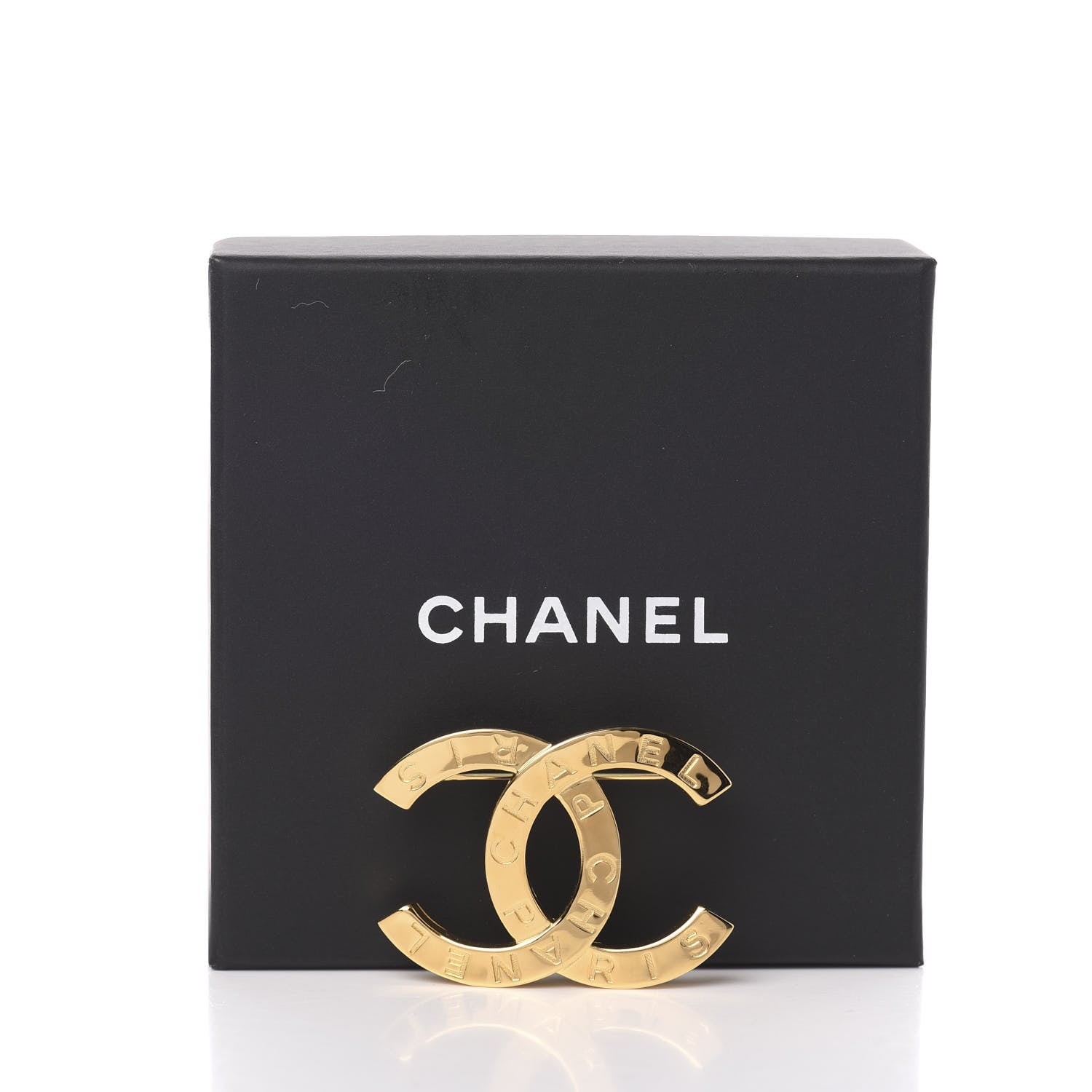 Chanel Metal Paris Button CC Large Brooch Gold 4 of 4