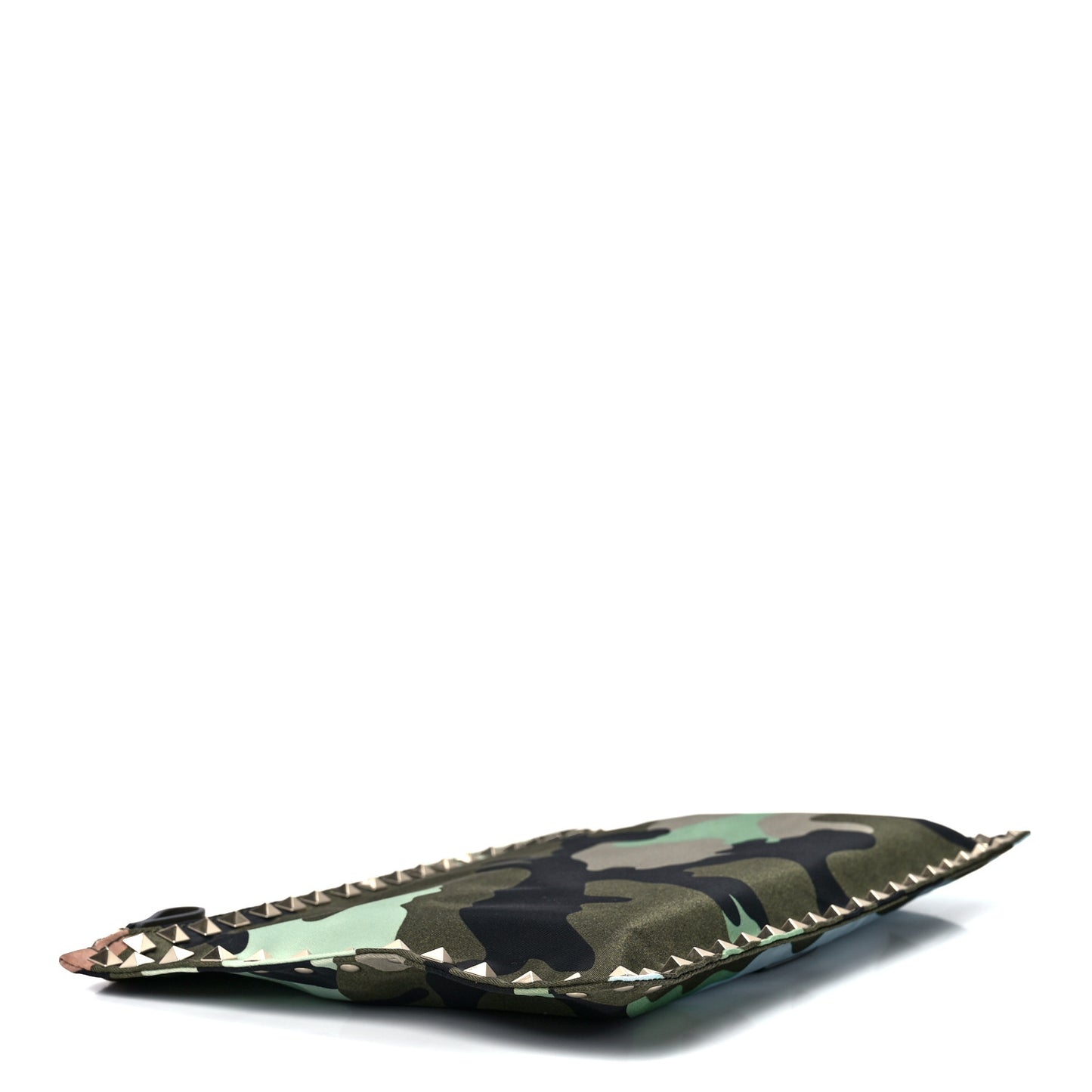 Canvas Camouflage Large Rockstud Zip Pouch Multicolor