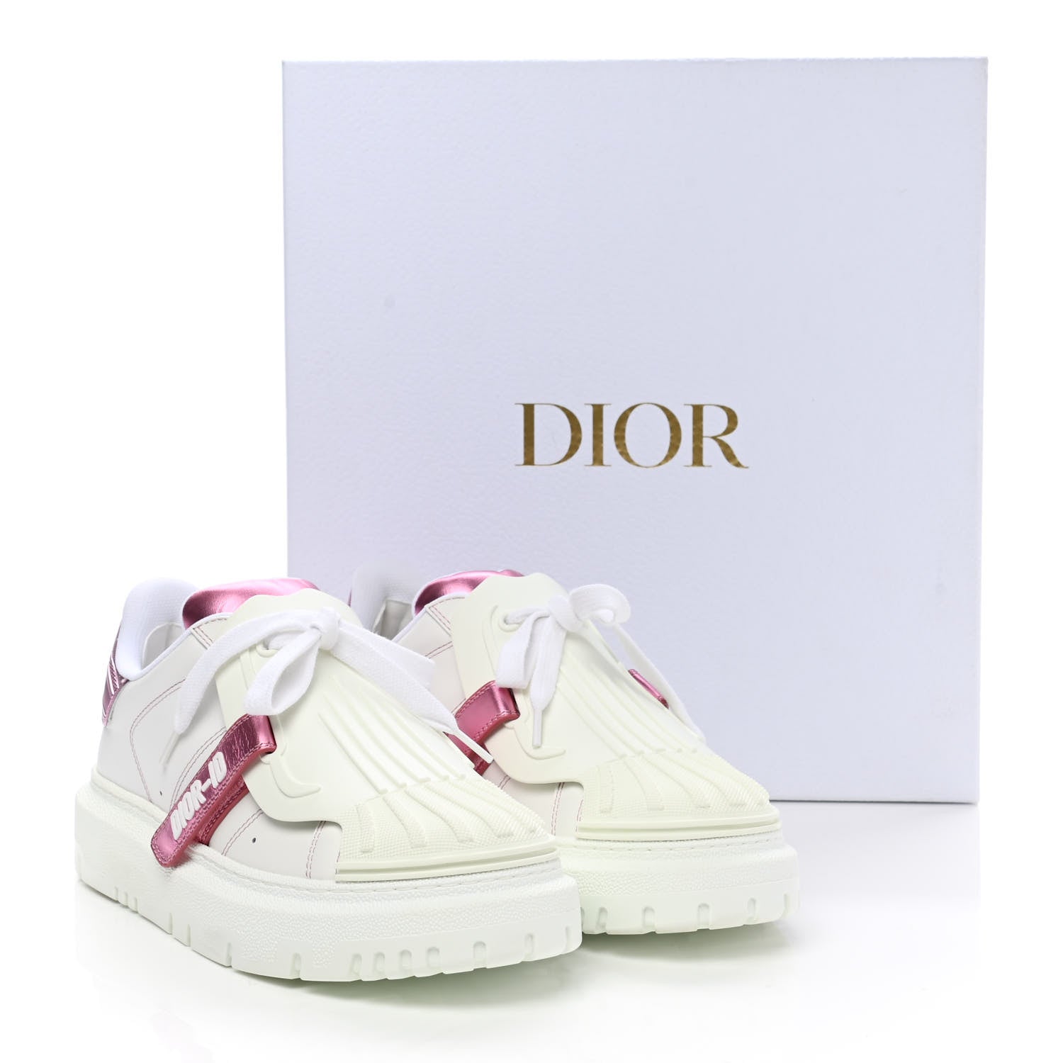 Christian Dior Laminated Calfskin Dior-ID Platform Sneakers 39 White Metallic Pink 9 of 9