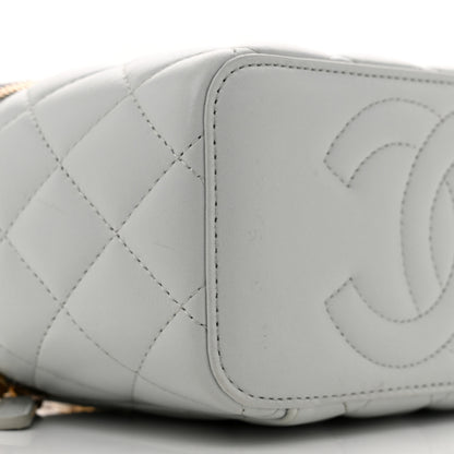 Chanel Lambskin Quilted Sweet Camellia Small Vanity Case With Chain Light Green 9 of 11