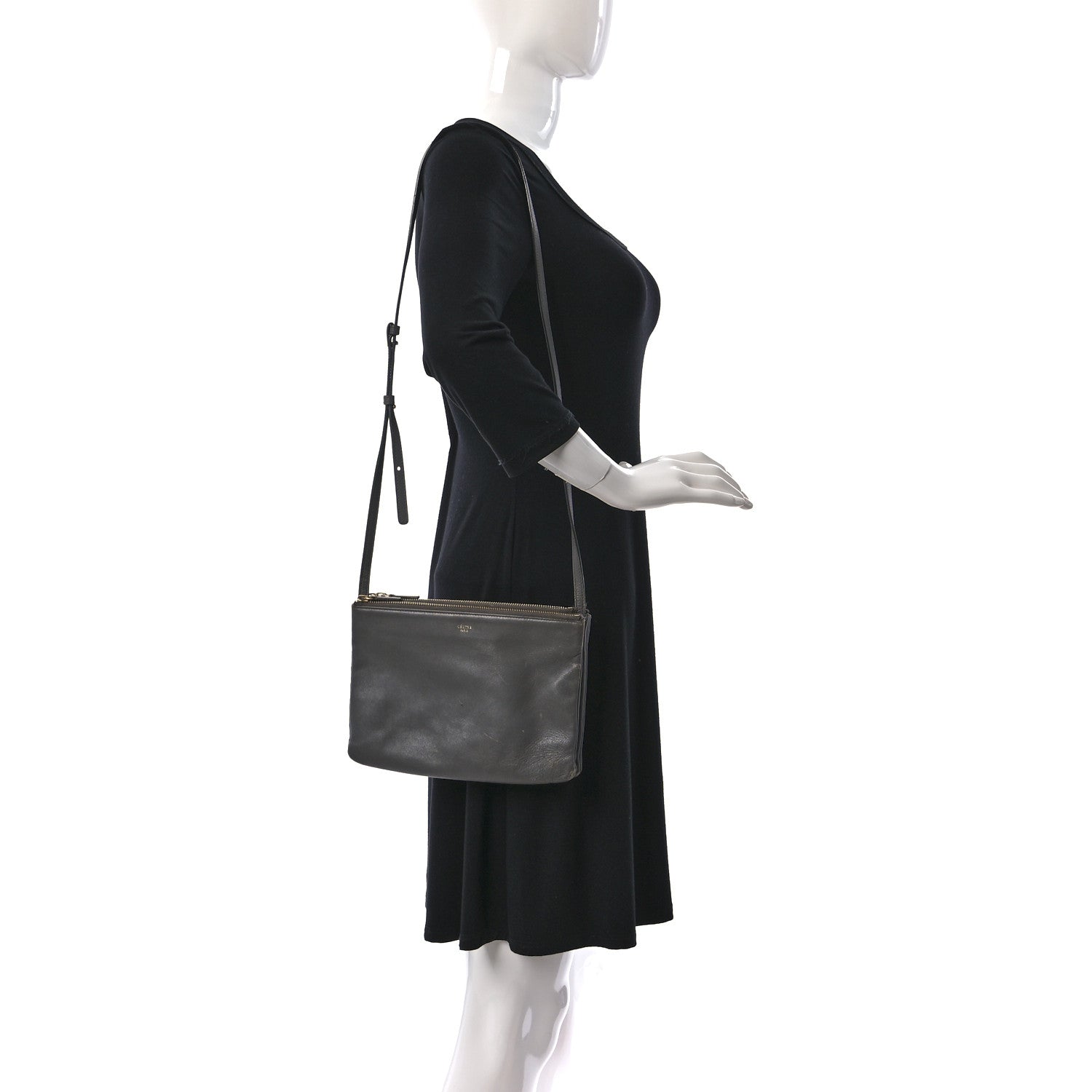 Celine Lambskin Large Trio Crossbody Bag Medium Grey 2 of 12