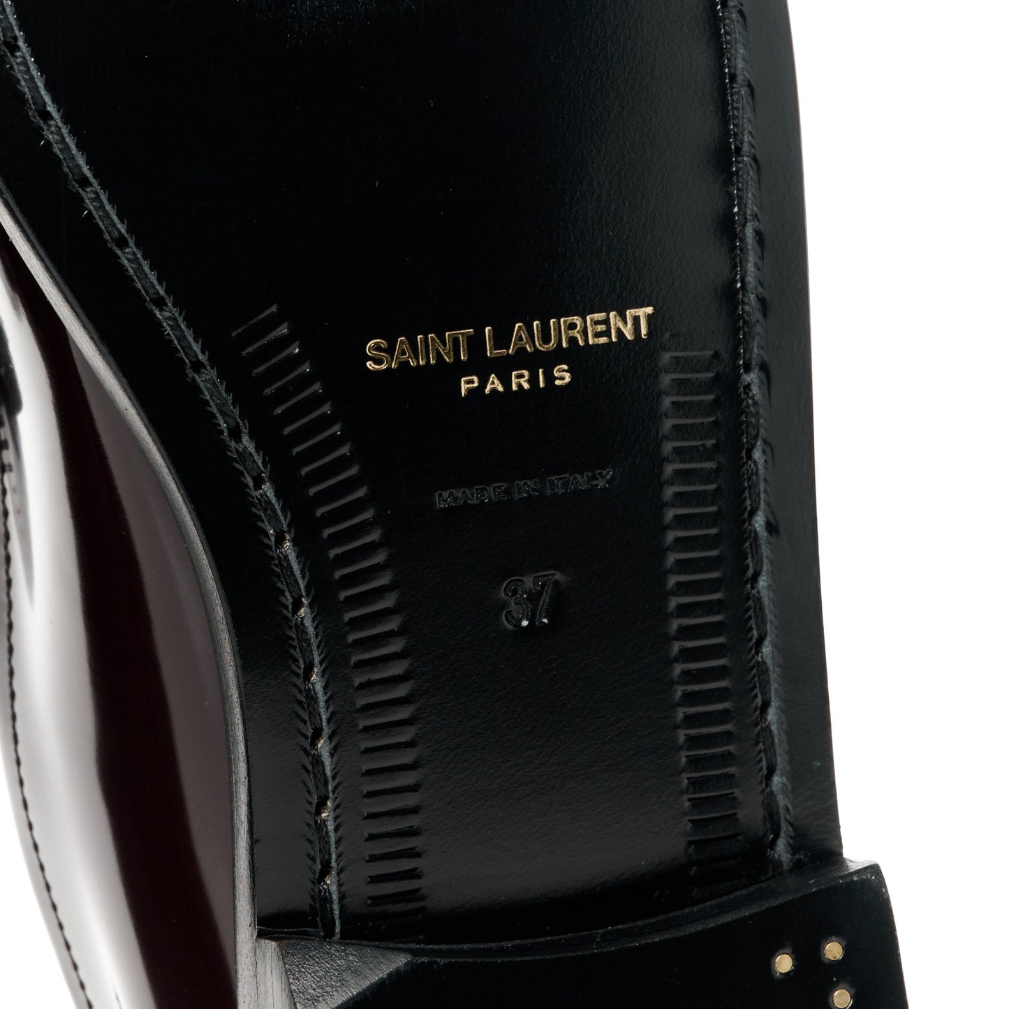 Patent Calfskin Penny Loafers 37 Cordovan Red