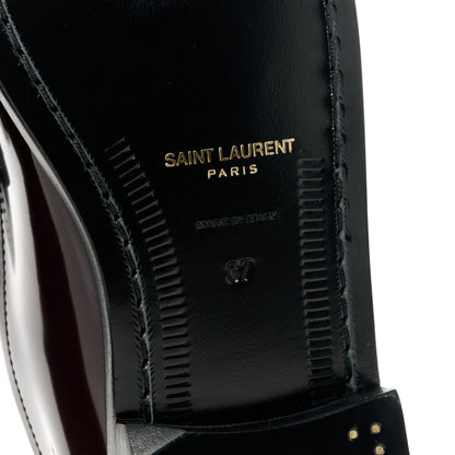 Saint Laurent Patent Calfskin Penny Loafers 37 Cordovan Red 6 of 9