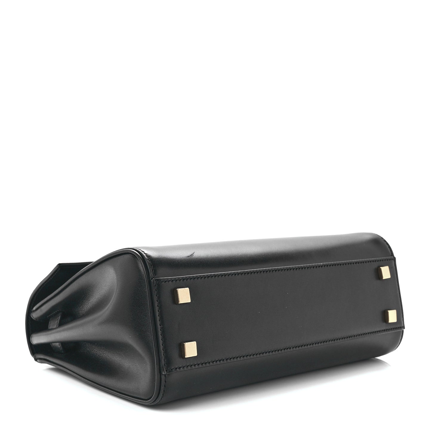 Shiny Calfskin Le Fermoir Top Handle Bag Small Black