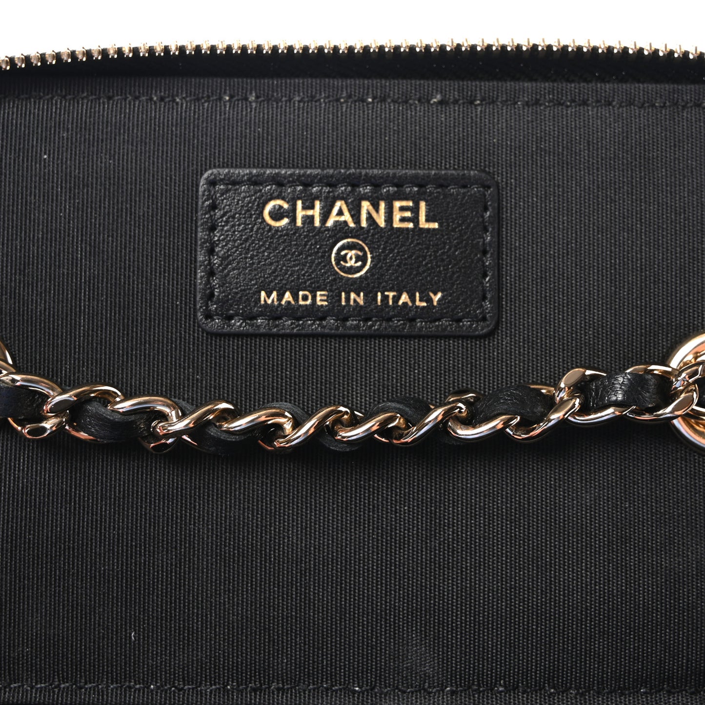 Raffia Jute Striped Small Vanity Case With Chain Black Beige