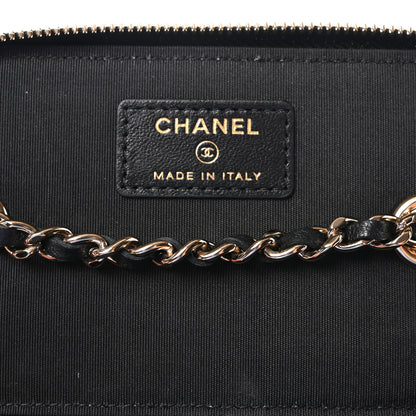 Chanel Raffia Jute Striped Small Vanity Case With Chain Black Beige 6 of 11