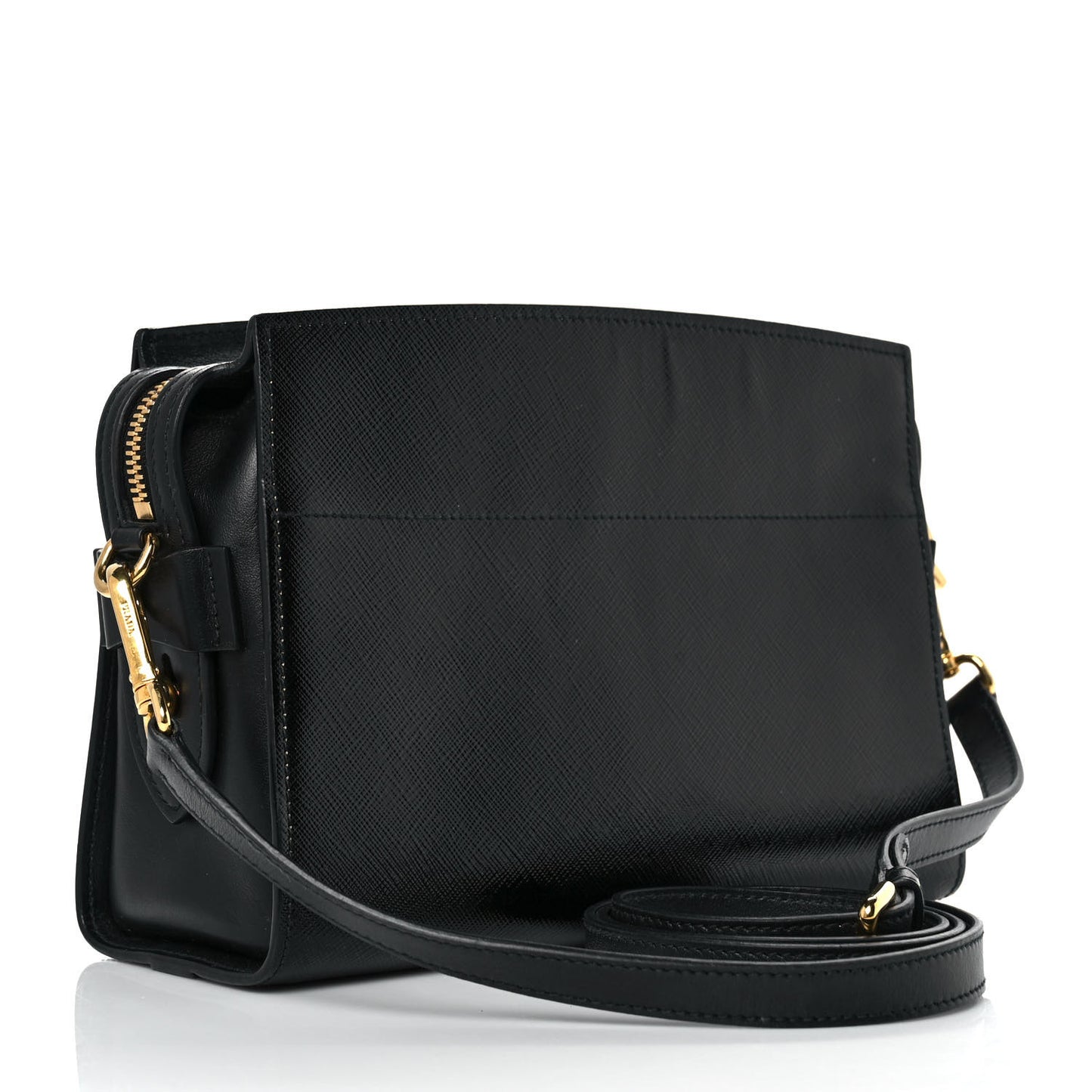 Saffiano Vernice Esplanade Crossbody Bag Black