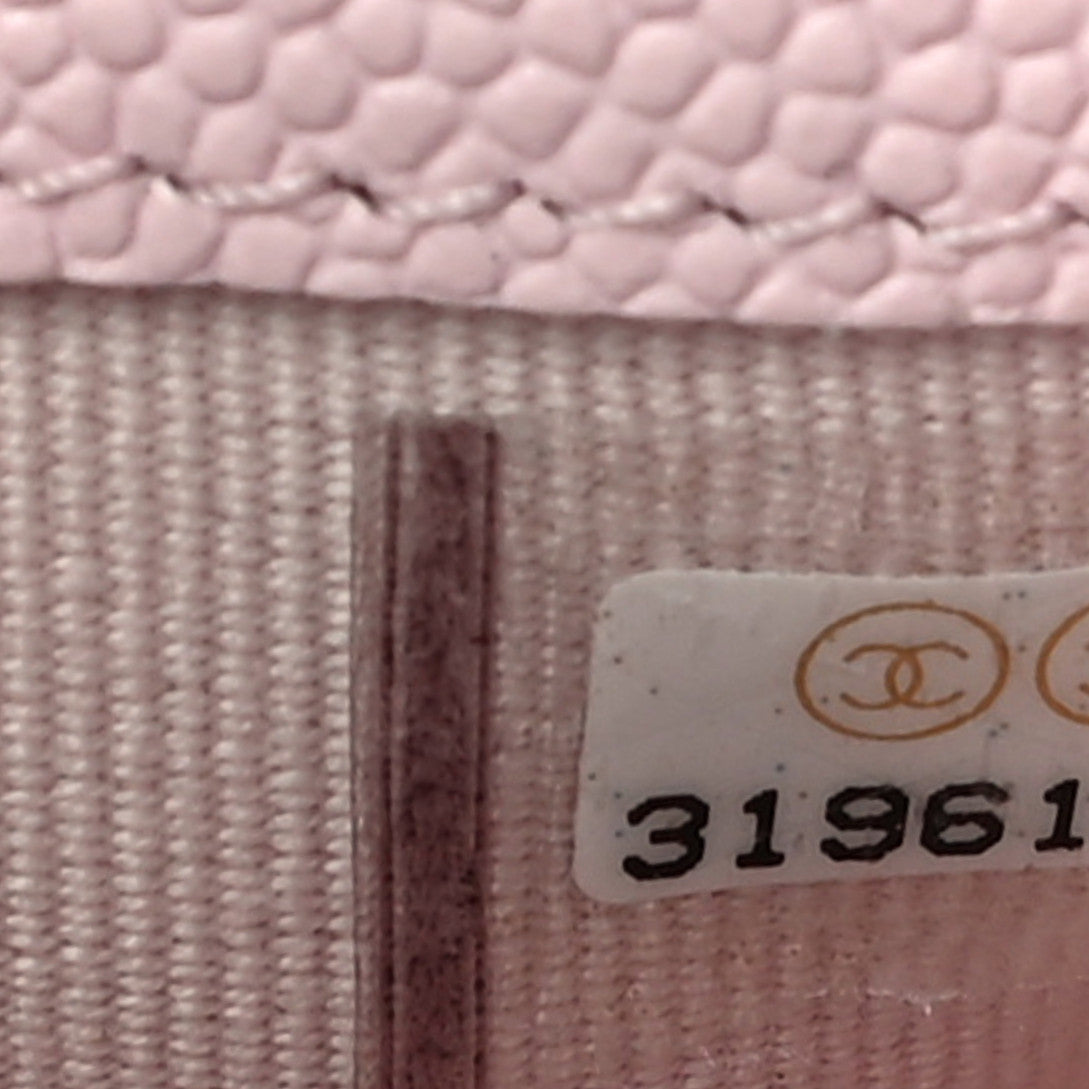 Caviar Quilted Flap Phone Holder With Chain Light Pink