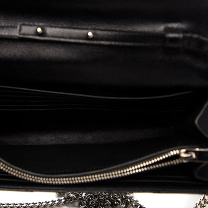Saint Laurent Grain De Poudre Matelasse Chevron Monogram Chain Wallet Black 5 of 10