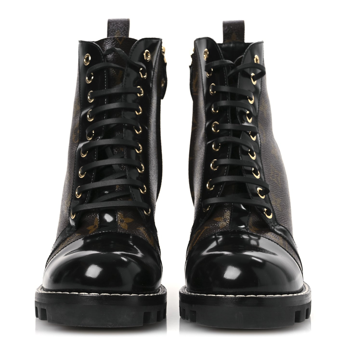Patent Calfskin Monogram Star Trail Ankle Boots 41 Black