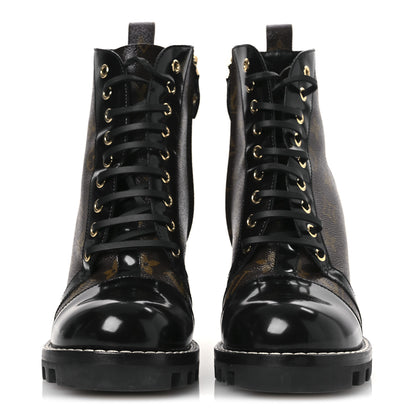 Louis Vuitton Patent Calfskin Monogram Star Trail Ankle Boots 41 Black 3 of 11