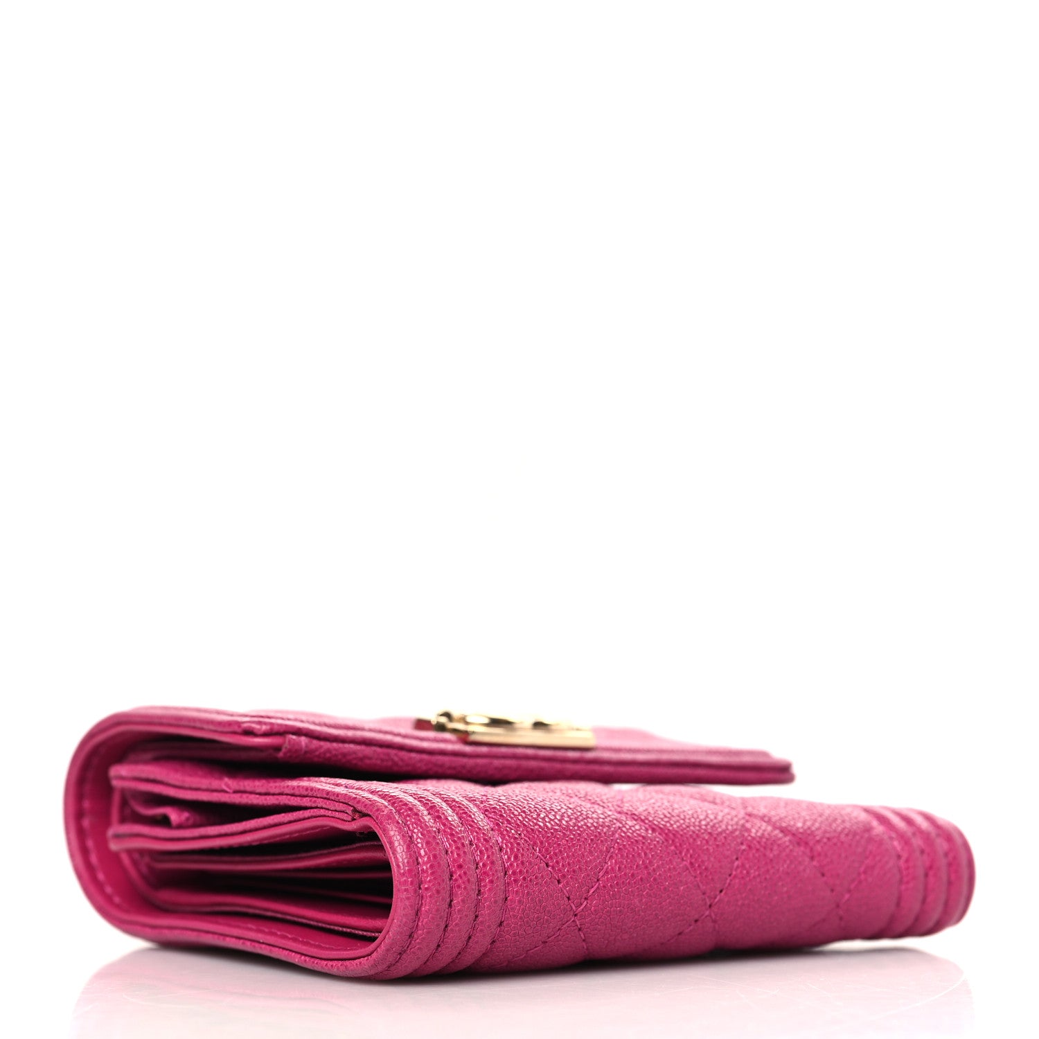 Chanel Caviar Quilted Compact Boy Wallet Dark Pink 4 of 7