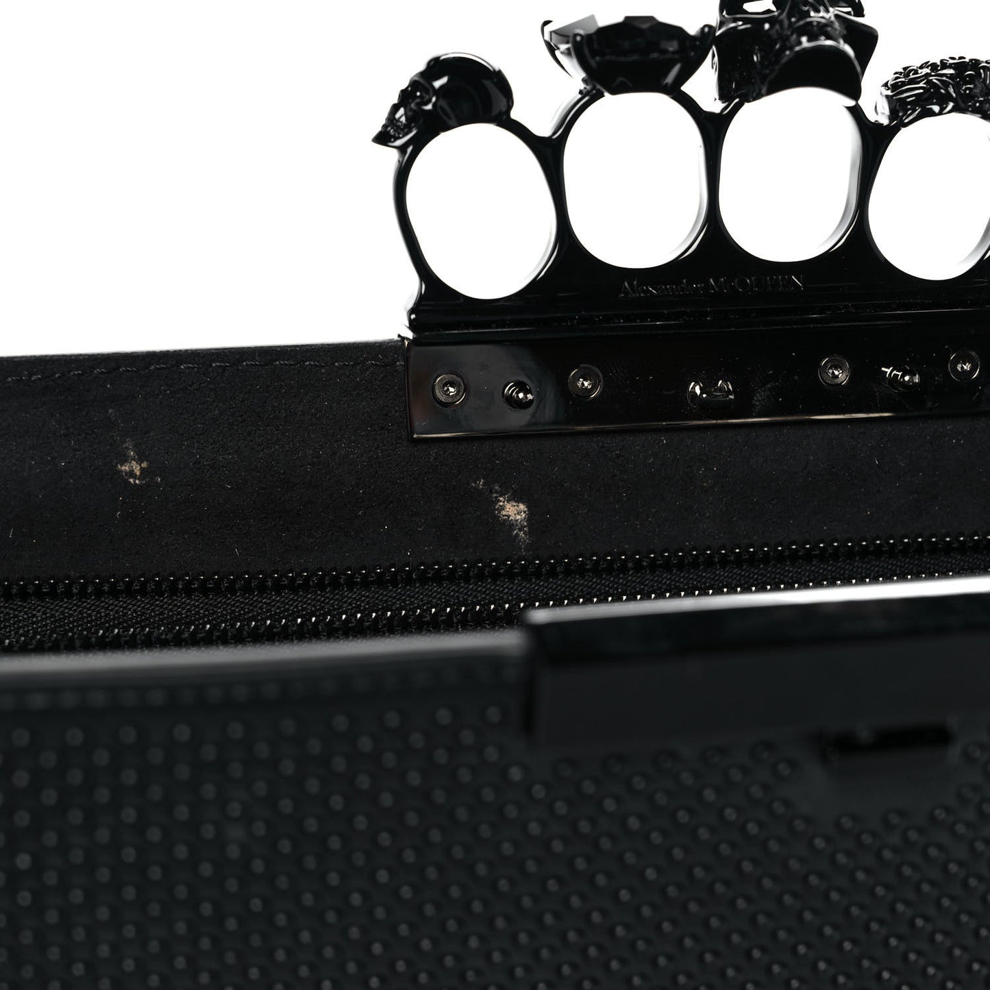 Calfskin Studded Knuckle Flat Clutch Black