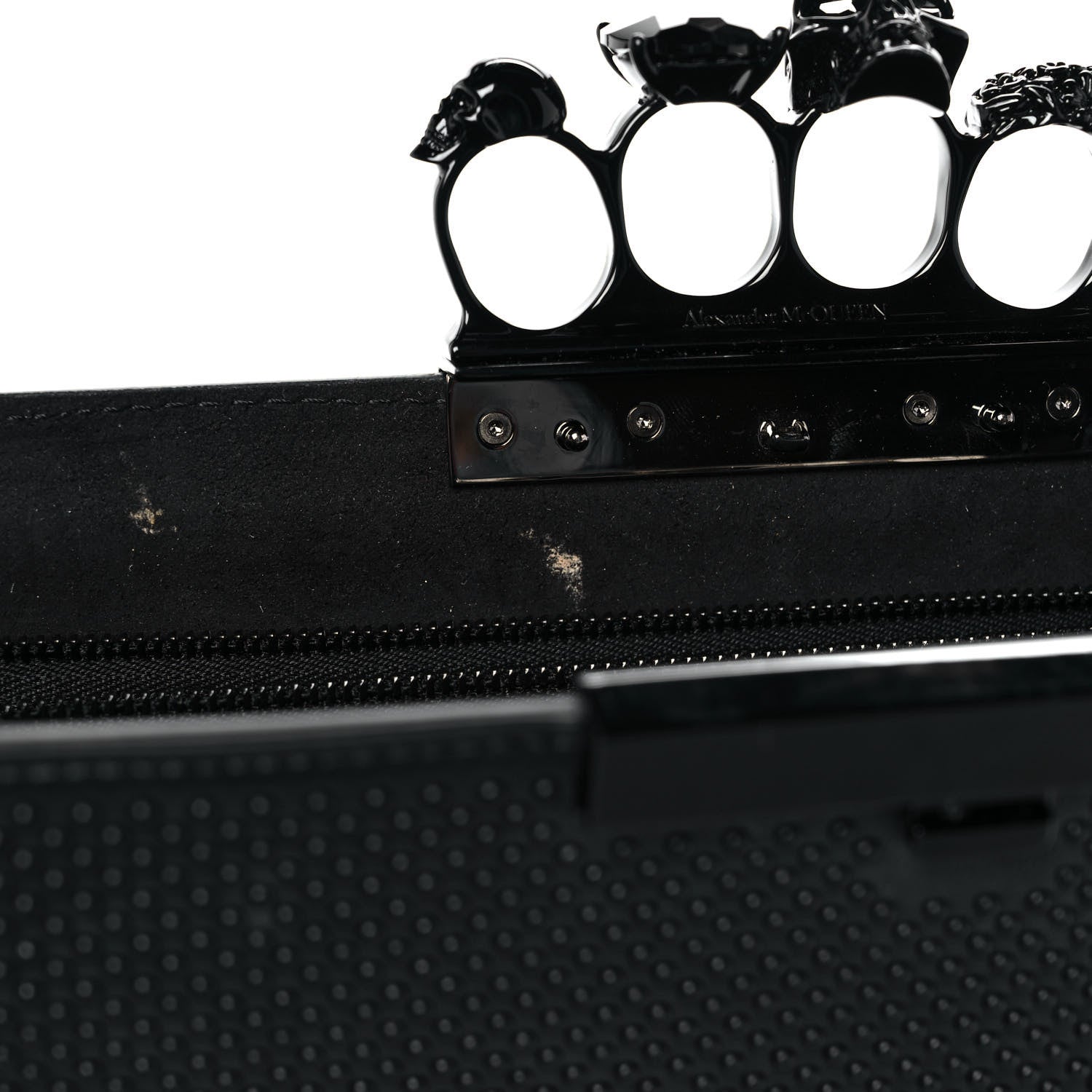 Alexander McQueen Calfskin Studded Knuckle Flat Clutch Black 10 of 13
