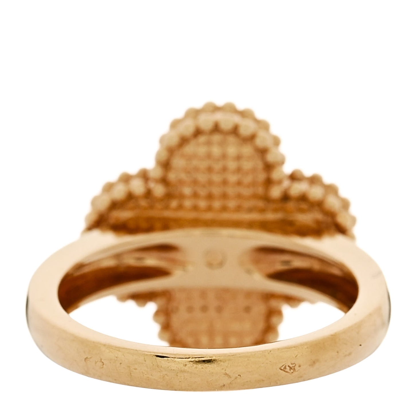 18K Yellow Gold Diamond Mother of Pearl Vintage Alhambra Ring 49 4.75